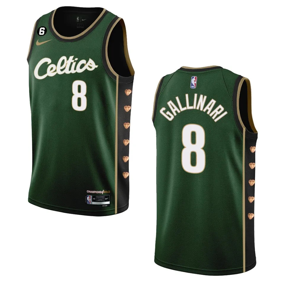 Men's Boston Celtics Danilo Gallinari #8 City Edition 2022-23 Swingman Dark Green Jersey 2401DHXU